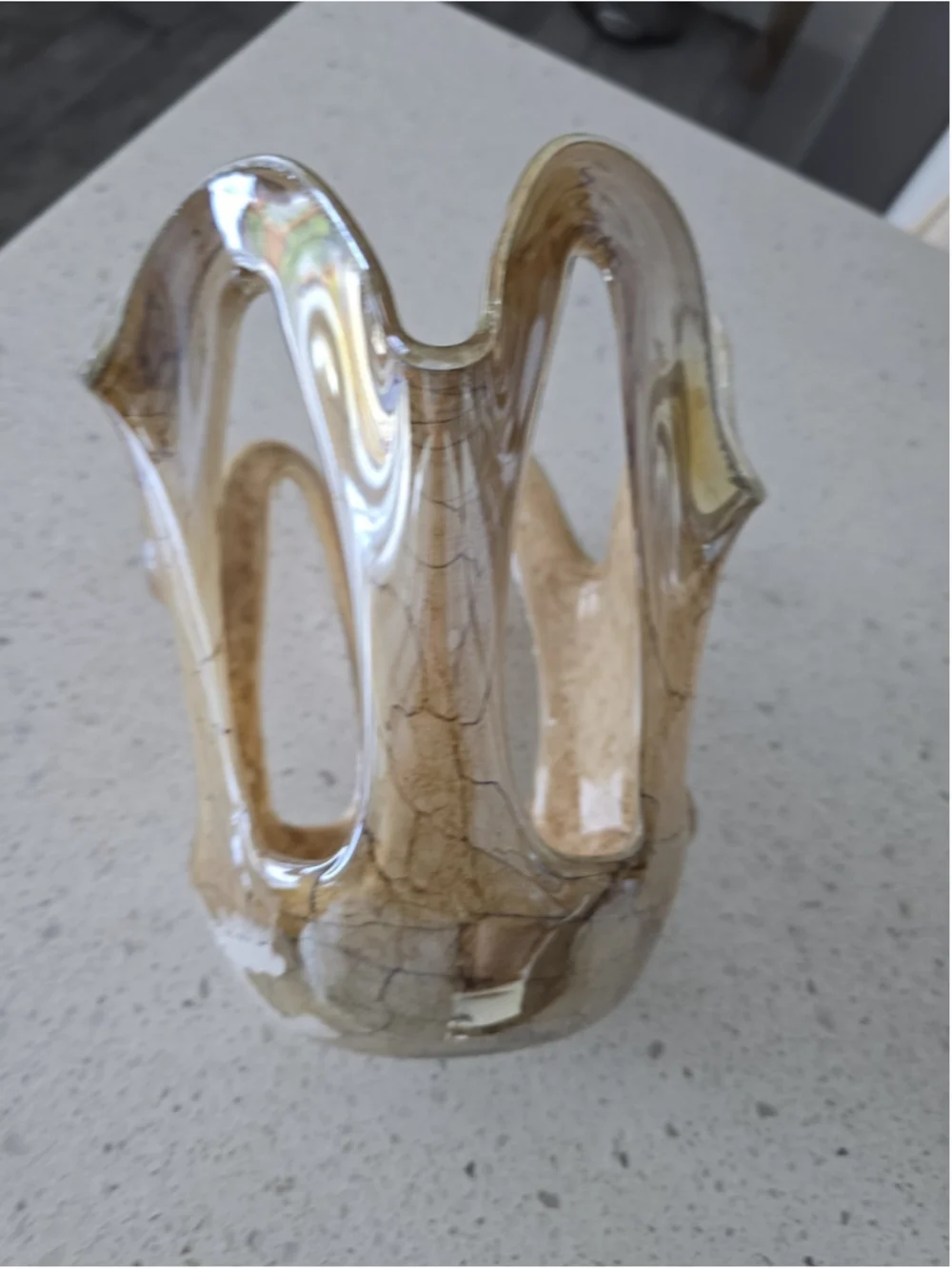 Vintage Jozefina Krosno Handkerchief Hand Blown Art Glass Decorative Vase